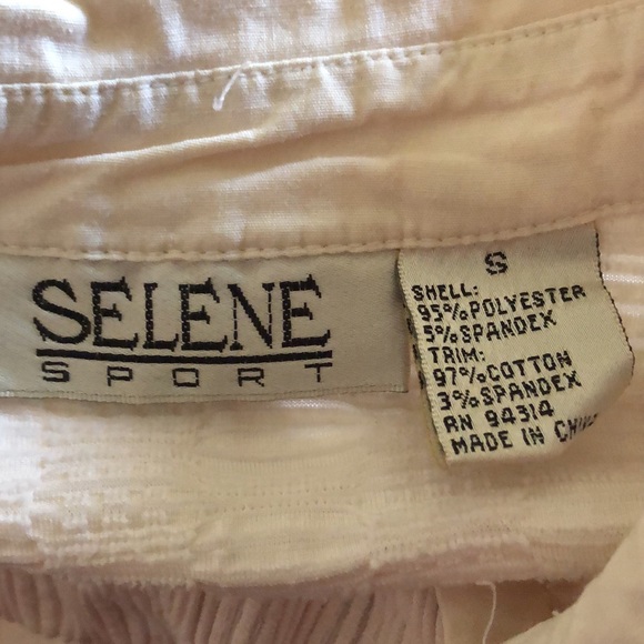 Selene Sport tan textured fabric collared top M - Picture 9 of 9